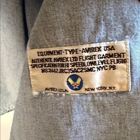 Avirex Beige 100% Cotton Denim Shirt , Some Wear on Inside Sleeves, - Picture 4 of 7